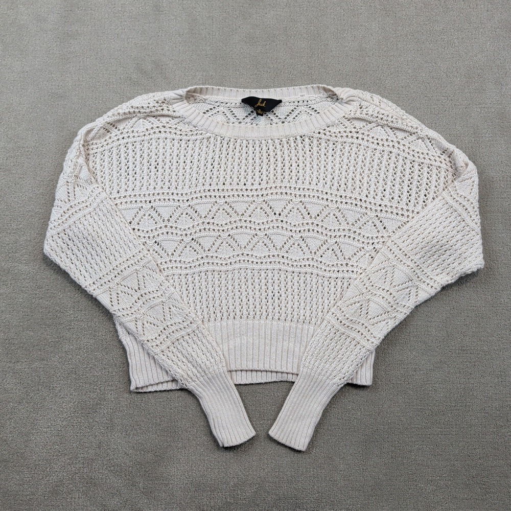 Jack BB Dakota Sweater S Womens Beige Pointelle Knit Cropped Pullover JE16557